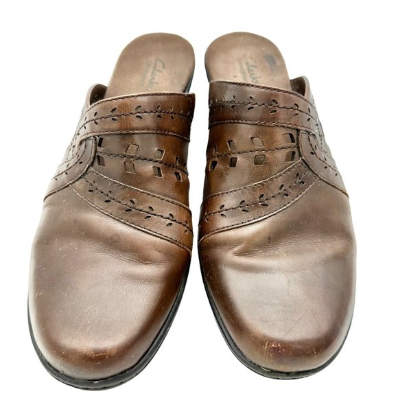 Clarks Bendables Clogs Social Ball 11M Brown Leather - Picture 3 of 8